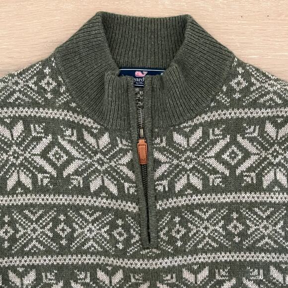 Vineyard Vines 1/4 Zip Sweater Mens Fair Isle Lambswool Cashmere Small - Picture 4 of 6